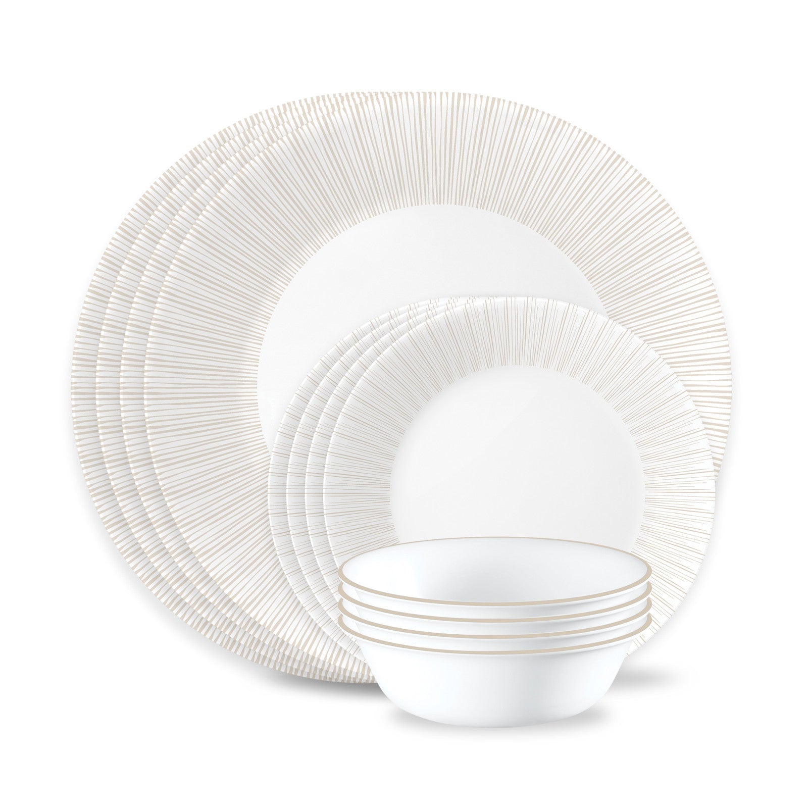 Corelle Hushed Lines 12-piece Dinnerware Set, Service for 4