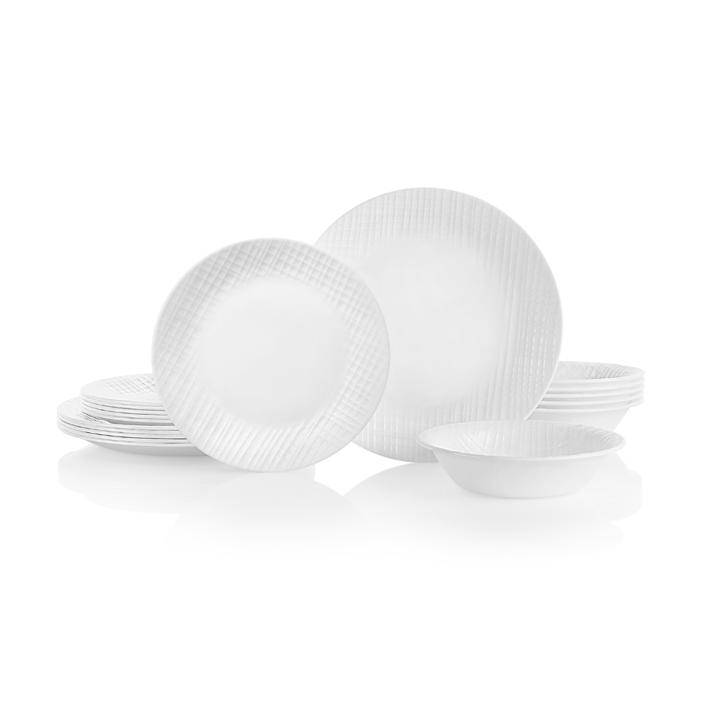Corelle Linen Weave 18-piece Dinnerware Set, Service for 6